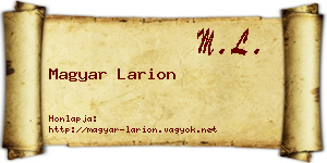 Magyar Larion névjegykártya